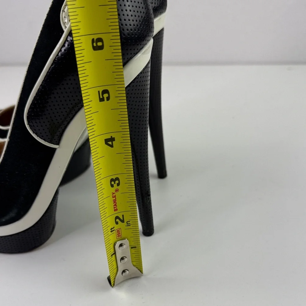 L.A.M.B. by Gwen Stefani Black and White Platform Stiletto Heels size 7 - Picture 9 of 11